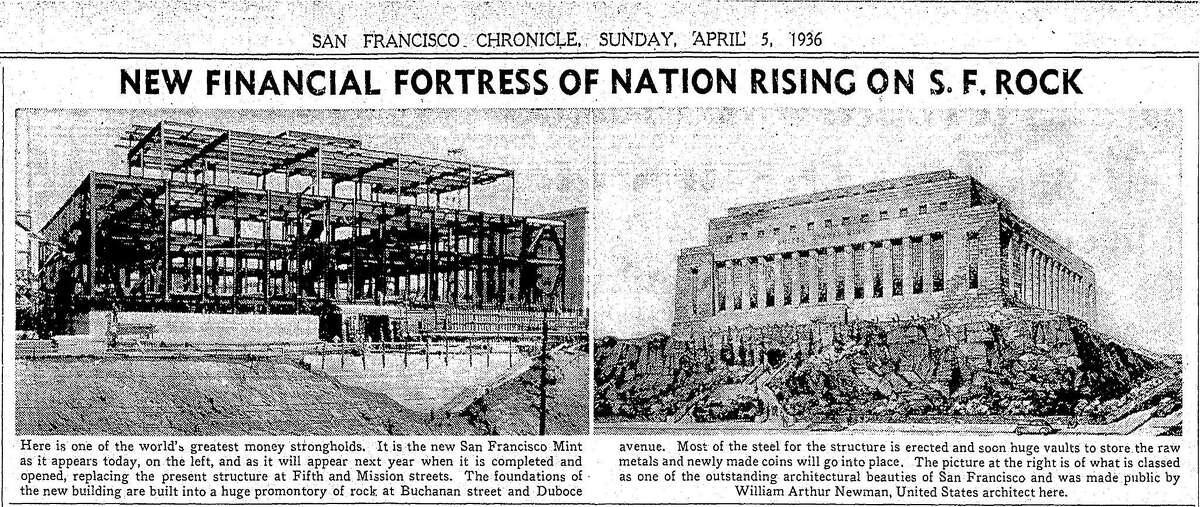 1936年4月5日，新的美国造币厂正在旧金山市场街附近的布坎南和杜布埃的拐角处建造