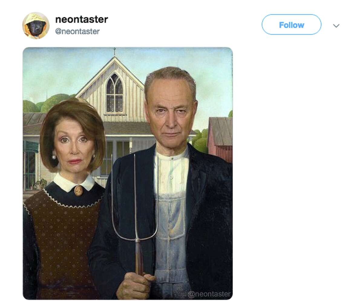 Chuck Schumer and Nancy Pelosi's rebuttal to President Trump's Oval Office address spawned plenty of memes.