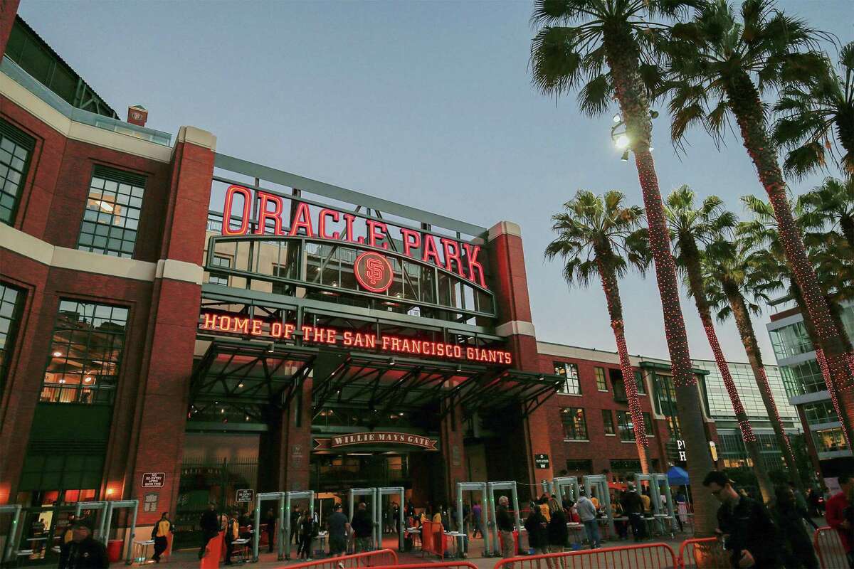A rendering provided by the Giants shows how the San Francisco ballpark will look with the new Oracle name.