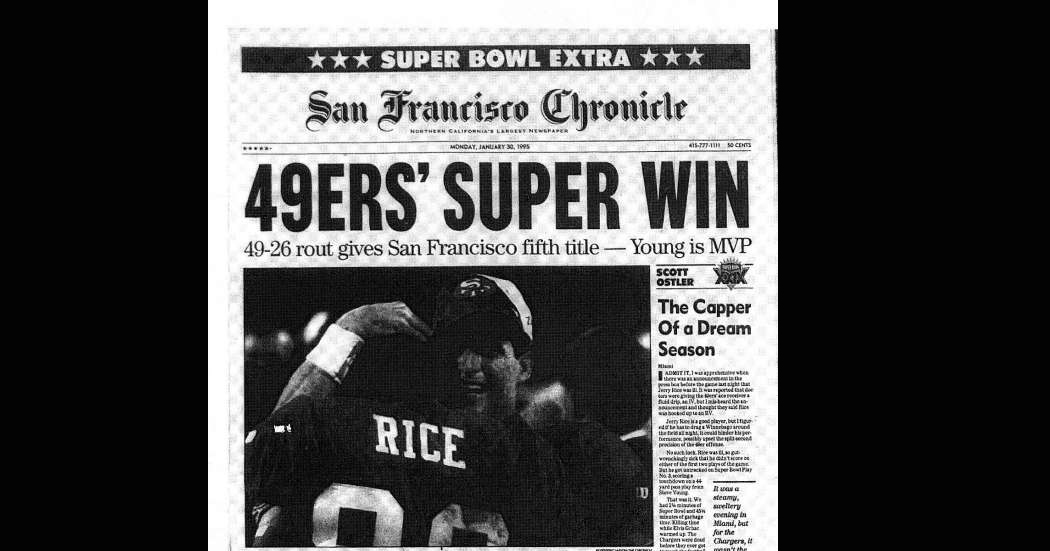 San Francisco 49ers 1995 Super Bowl S.F. Chronicle 