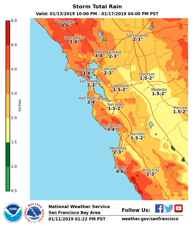 7 days of storms: How much rain could fall in the Bay Area