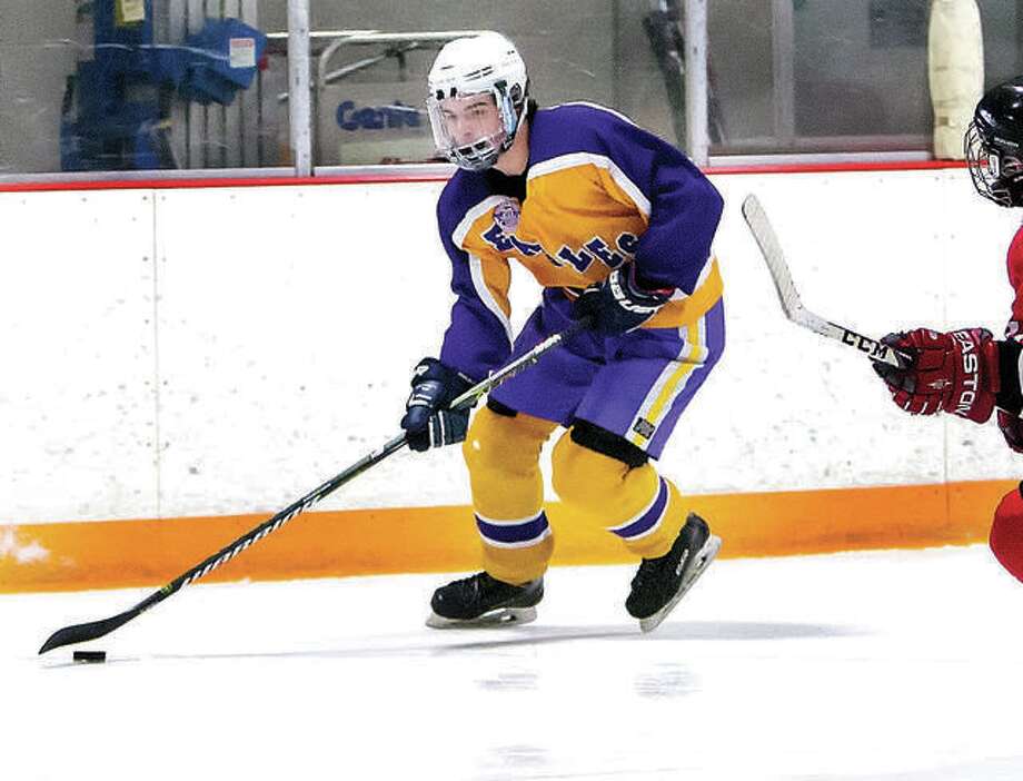 Bethalto’s Nolan Kahl scored four goals and had an assist Monday night, but Alton was able to overcome that effort and notch a 7-5 MVCHA victory at the East Alton Ice Arena. Photo: Telegraph File Photo