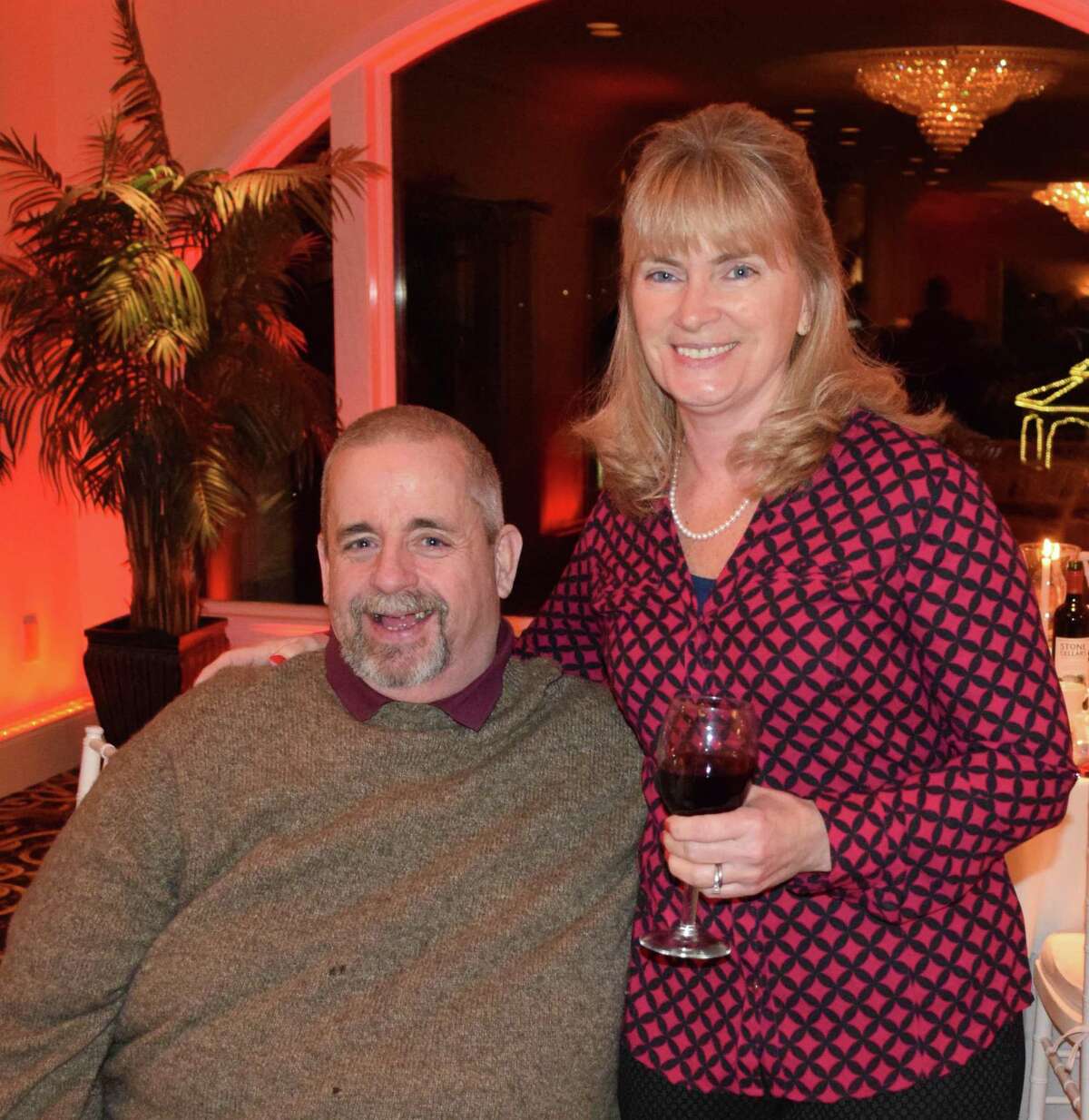 Spectrum/Water Witch Hose Co. #2 in New Milford held its annual dinner Jan. 11, 2019, at Candlewood Inn in Brookfield. The event included a cocktail hour, the presentation of the chief?'s report, the captain?'s report, milestone anniversary pins and the Chief?'s Award, dinner and dancing. Water Witch's Kenny Lillis and Leighann Acton, wife of Water Witch's Duane Acton, catch up during the festiviites.