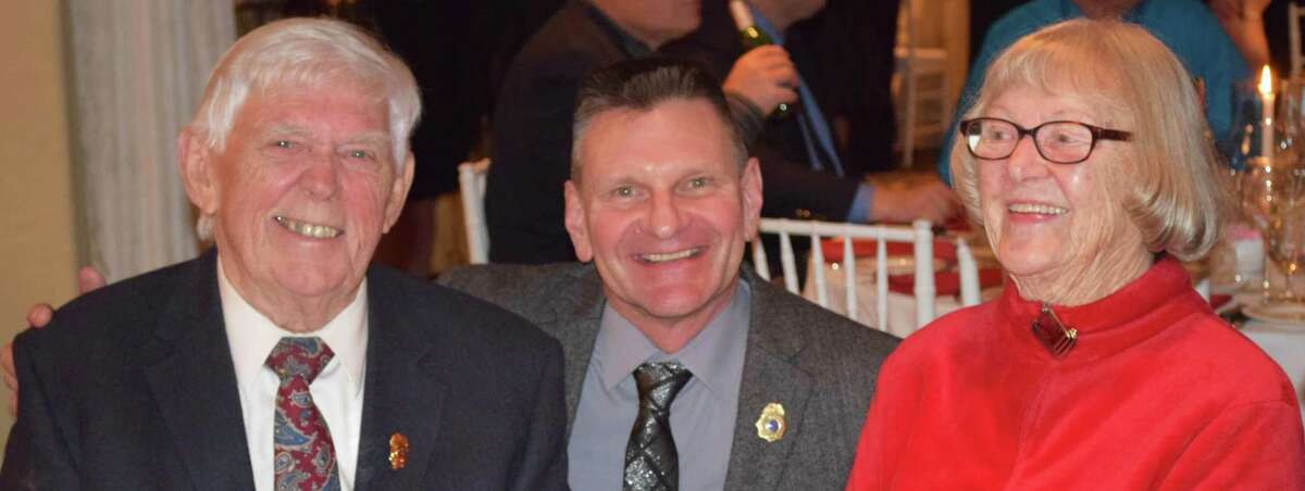 Spectrum/Water Witch Hose Co. #2 in New Milford held its annual dinner Jan. 11, 2019, at Candlewood Inn in Brookfield. The event included a cocktail hour, the presentation of the chief?'s report, the captain?'s report, milestone anniversary pins and the Chief?'s Award, dinner and dancing. From left, Robert Carlson, who marks his 54th year with Water Witch, past chief Glen Krizan and Carlson's wife, Pearl.