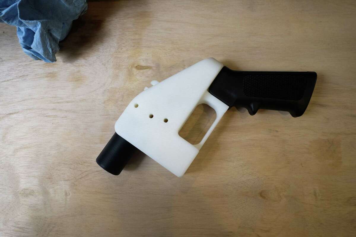 A 3D printed gun, called the "Liberator", is seen in a factory in Austin, Texas on August 1, 2018. A US gun rights advocate began gearing up for a legal fight Wednesday to be able to publish online blueprints for 3D-printed firearms, as the White House signaled support for a federal judge's decision to block the venture. Cody Wilson's Texas-based company Defense Distributed had briefly made the blueprints available online, but Seattle-based US District Judge Robert Lasnik granted an injunction Tuesday to take the material down. / AFP PHOTO / Kelly WestKELLY WEST/AFP/Getty Images